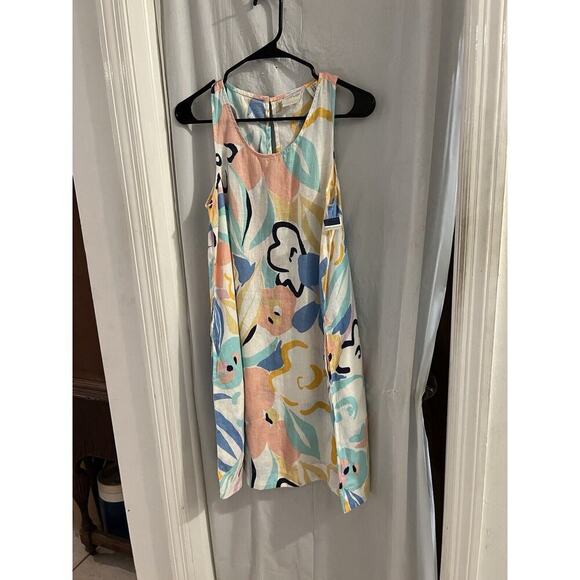 Rachel Zoe Linen Multicolor Tropical Print Tank Shift Dress Sz Xs NWT Resort - Picture 1 of 6